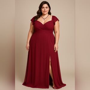 Elegant Burgundy Evening Gown